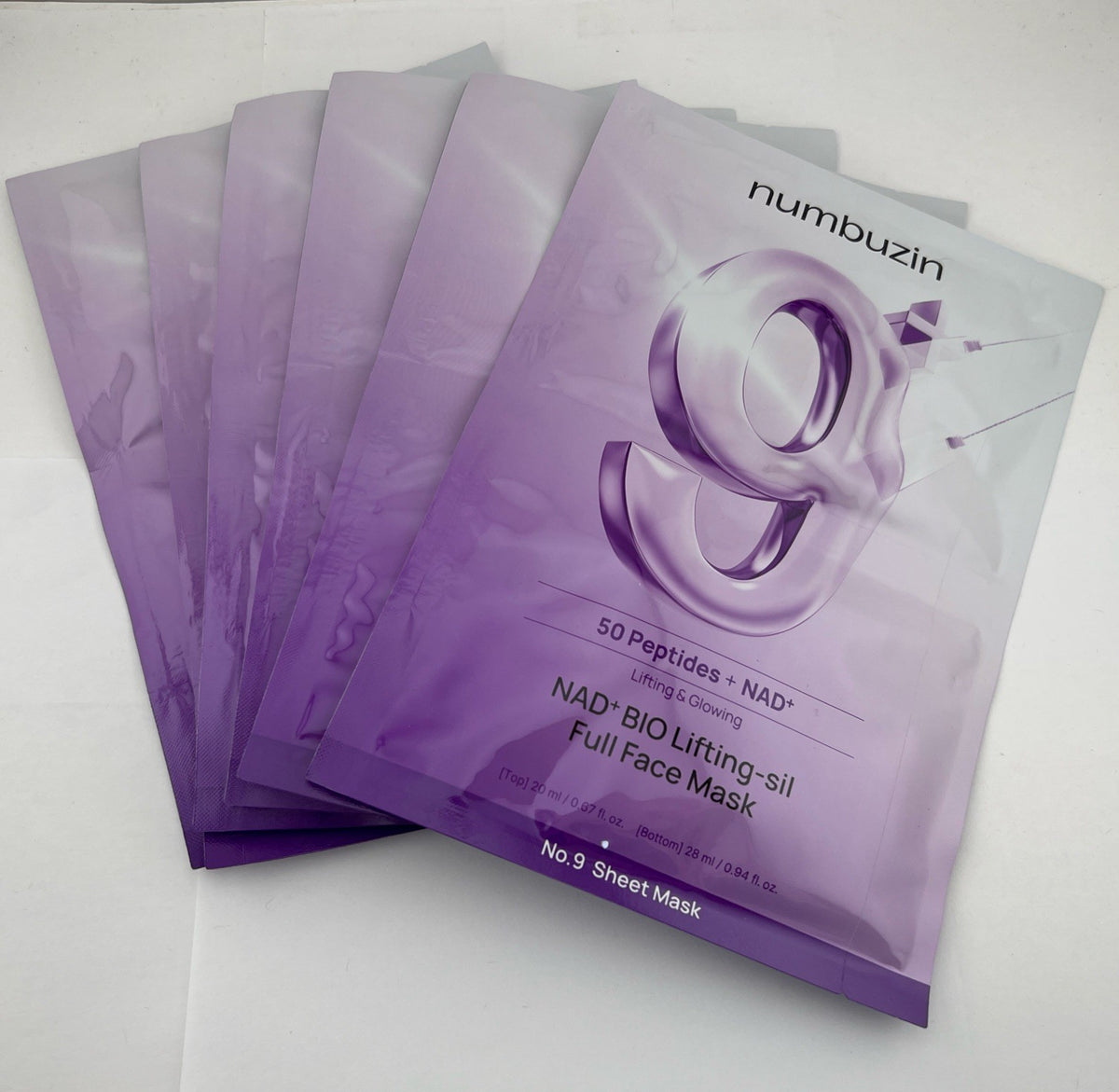 Numbuzin No.9 NAD+ BIO Lifting Sheet Masks, 6 Pack