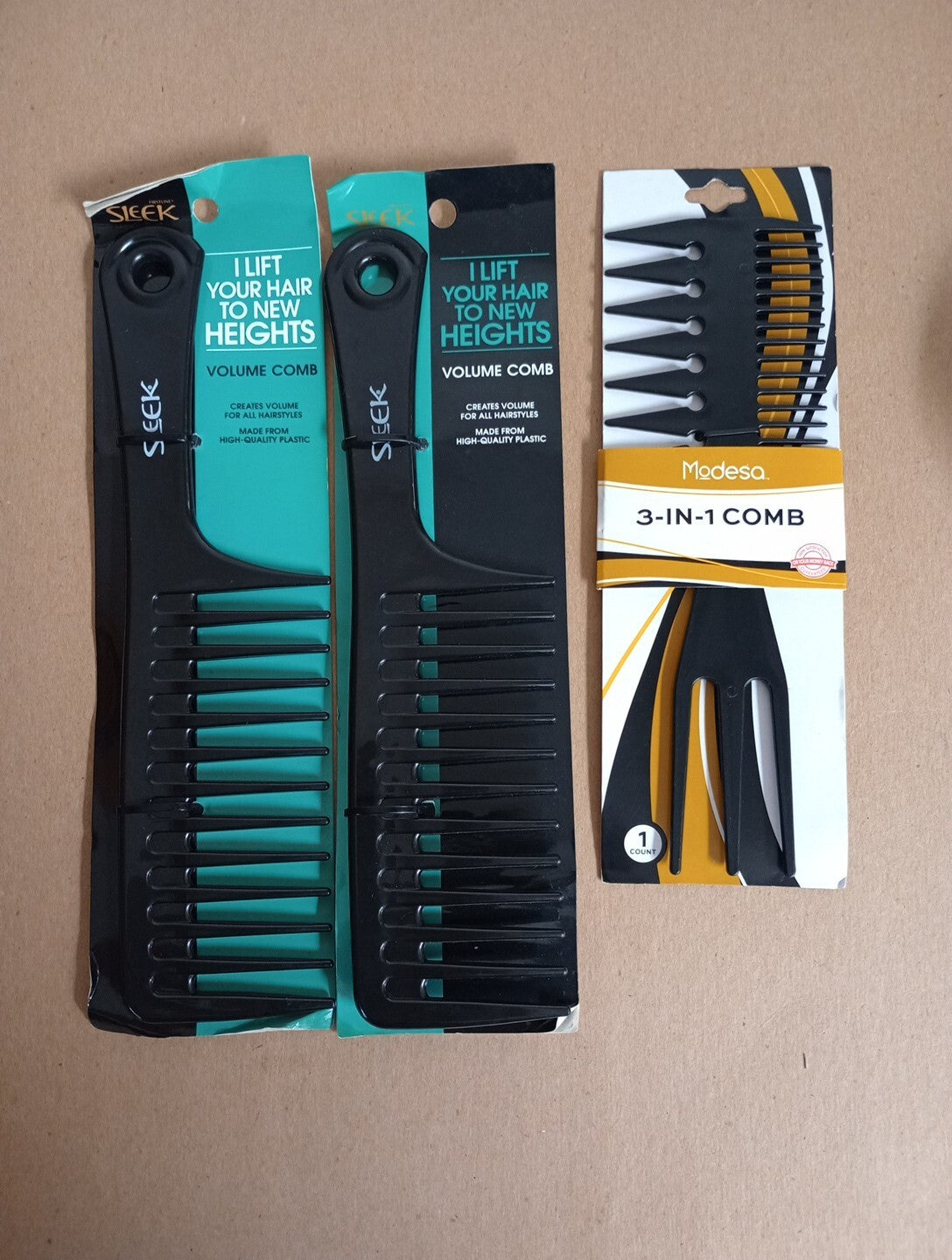 3-Pack Hair Volume Comb for Lift and Styling - Sleek Hair Tool Set