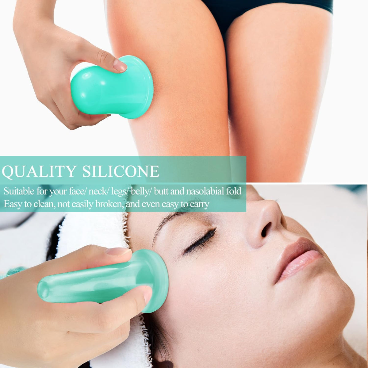 Facial Cupping Set with Exfoliating Brush - Silicone Face Massage Kit for Skin Care