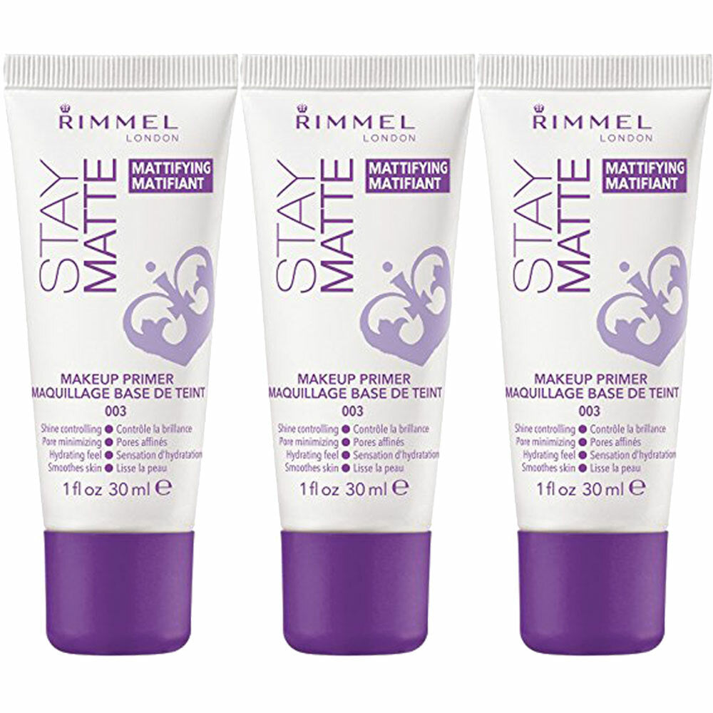 (3 Pack) Rimmel Stay Matte Face Primer - Oil-Free, Pore-Minimizing, Matte Finish, 1 Ounce