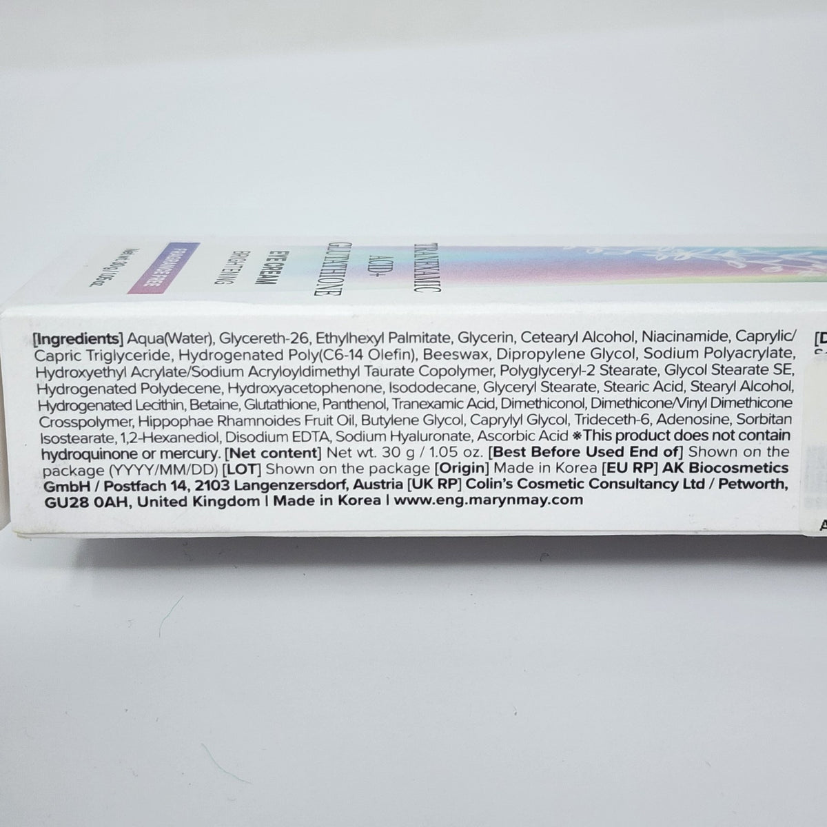 Tranexamic Acid and Glutathione Eye Cream - Brightening Anti-Aging 1.05 oz