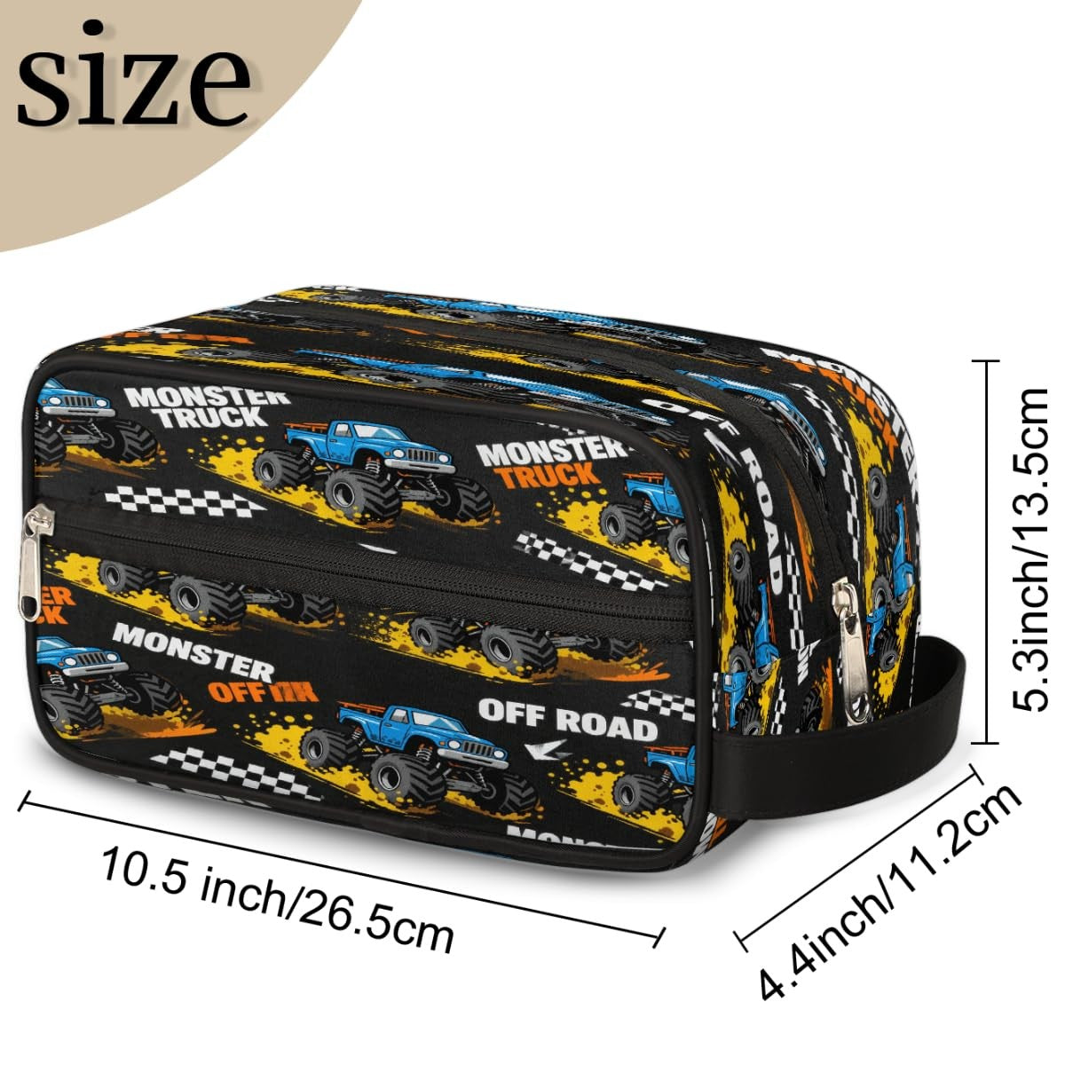 Kids Waterproof Hanging Toiletry Bag Travel Organizer with Trucks Design