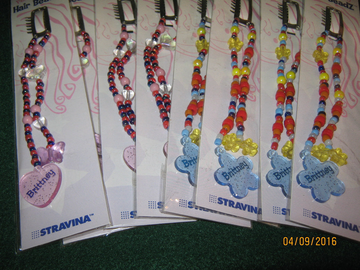 (20) Hair Beads "BRITTNEY" PINK&BLUE Stravina/Beadz - Age 4 &Up