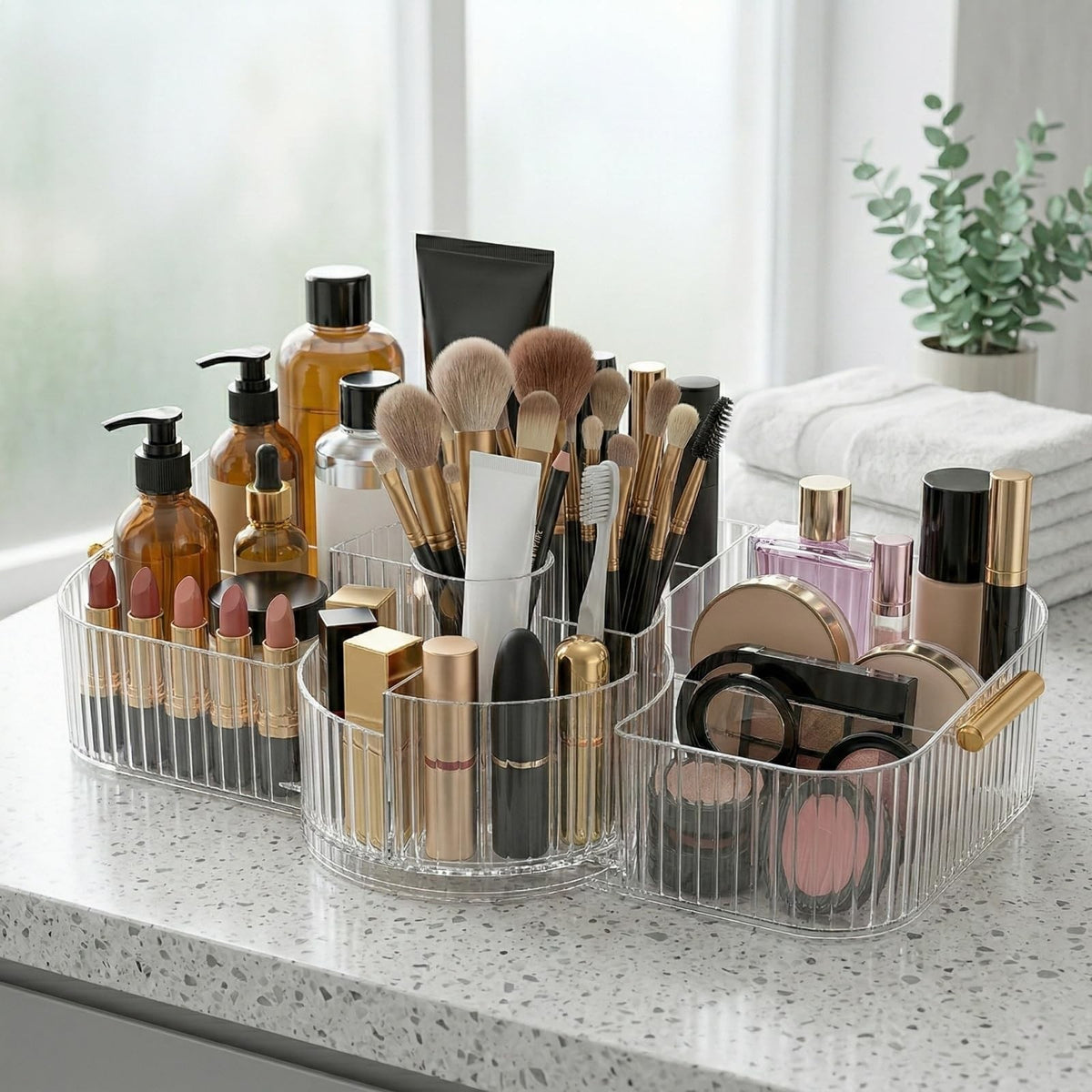 360 Rotating Cosmetic Display Storage Case for Vanity & Bathroom