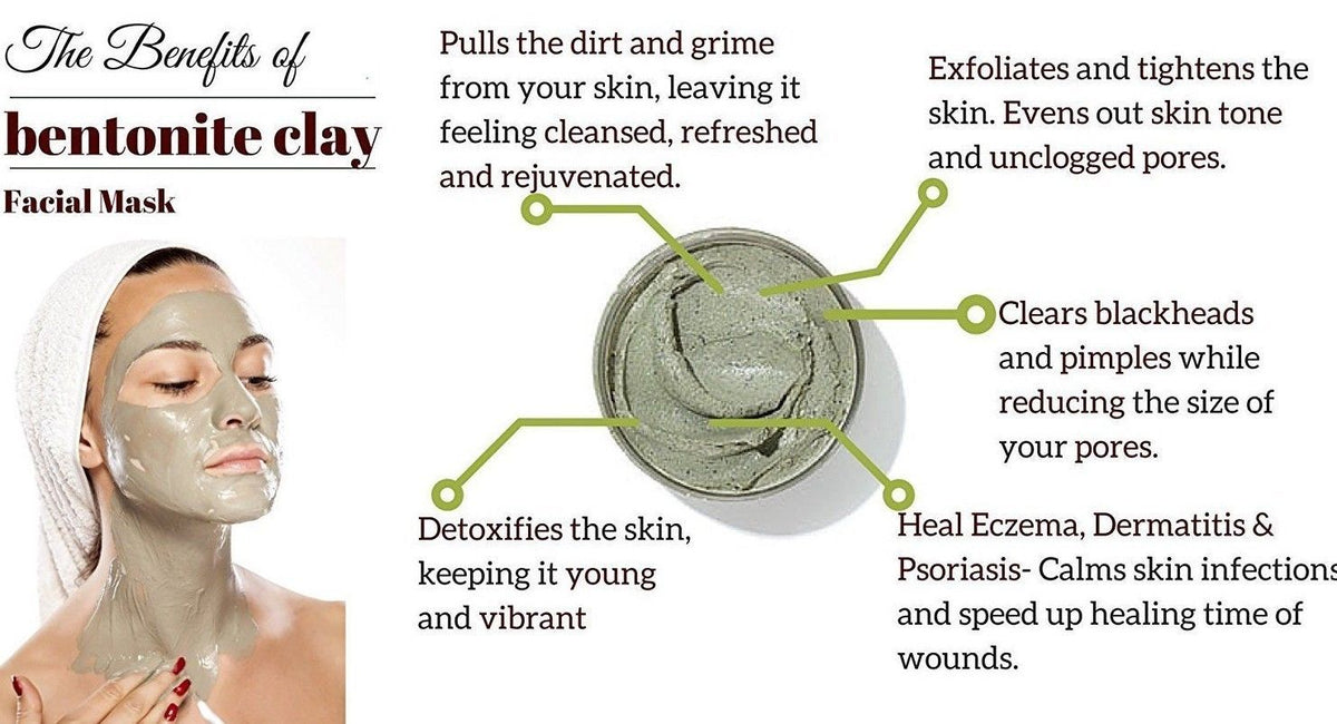 Pure Natural Bentonite Clay - 32 oz (2 lbs, 906g) Healing & Skin Detox