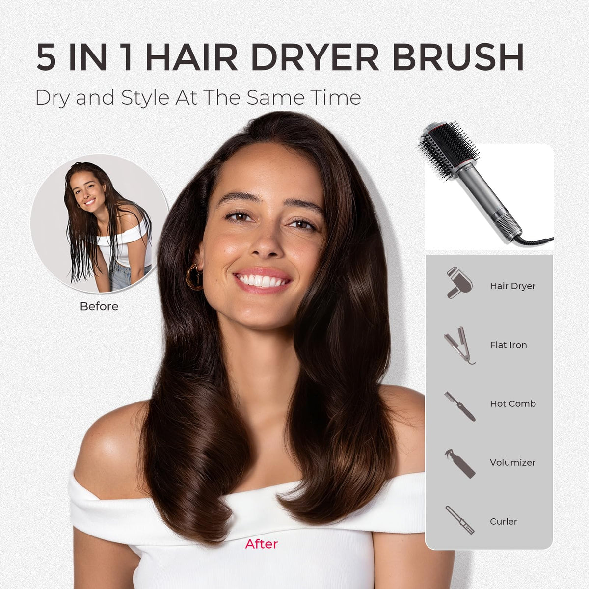 TYMO 4.0 Hair Blow Dryer Brush - Lightweight 3X Faster Drying Metal
