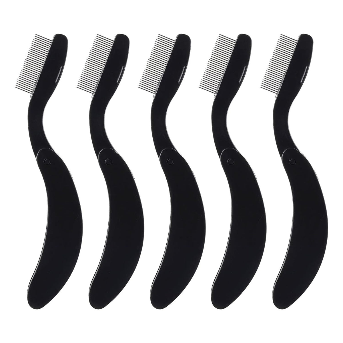 Folding Eyelash Comb Lash Separator Tool - Metal Teeth, Reusable, 5 Pack