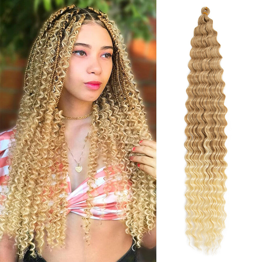 Deep Water Wave Braids Crochet Hair Extensions - Ombre & Curly Lengths