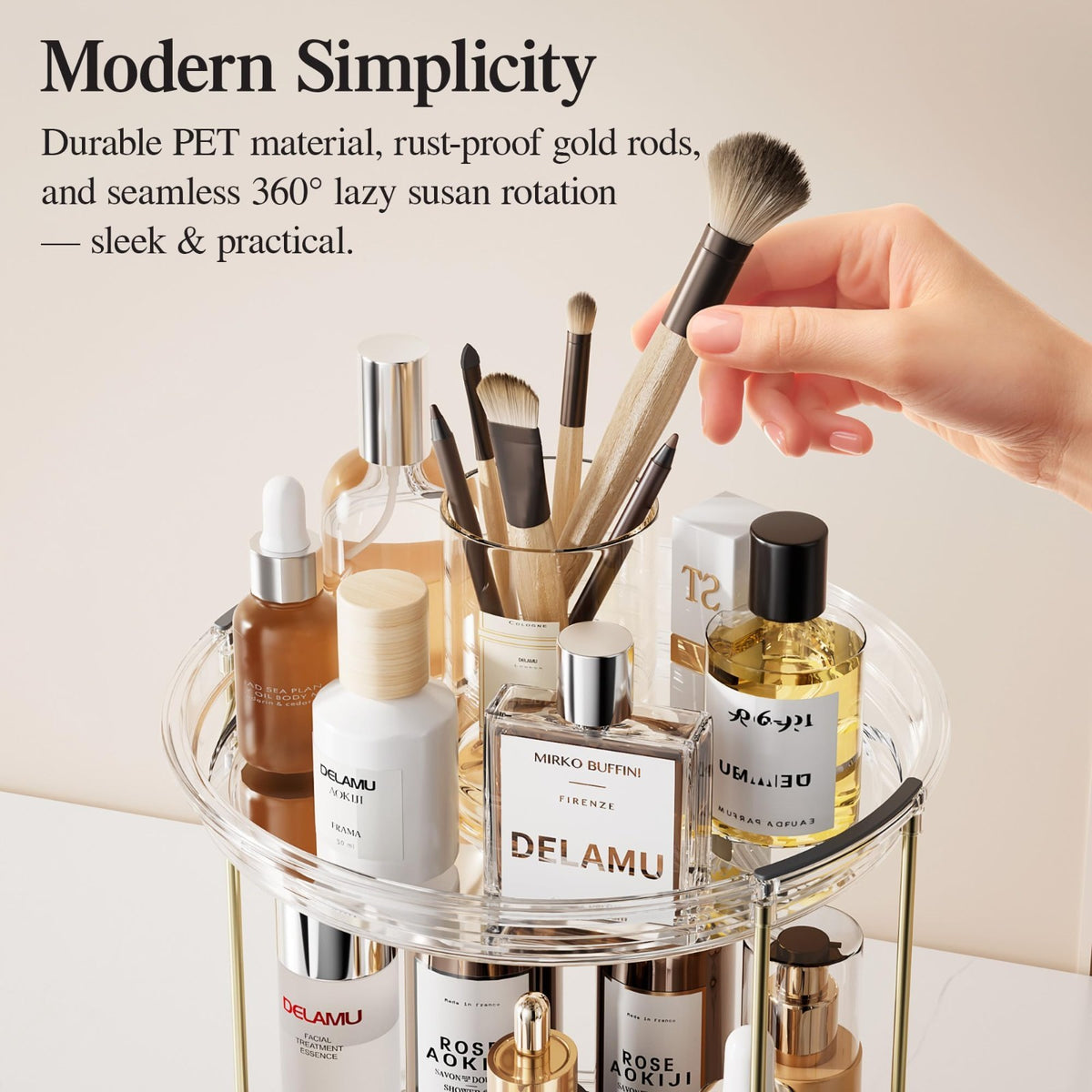 2-Tier Rotating Makeup Organizer with Spinning Storage for Skincare & Perfume