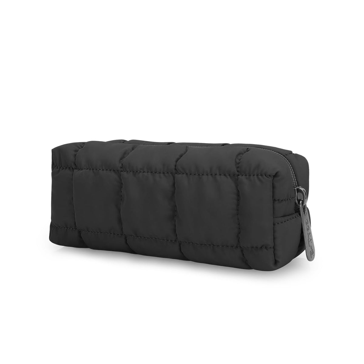 Black Quilted Makeup Brush & Toiletry Organizer Bag - Compact & Stylish