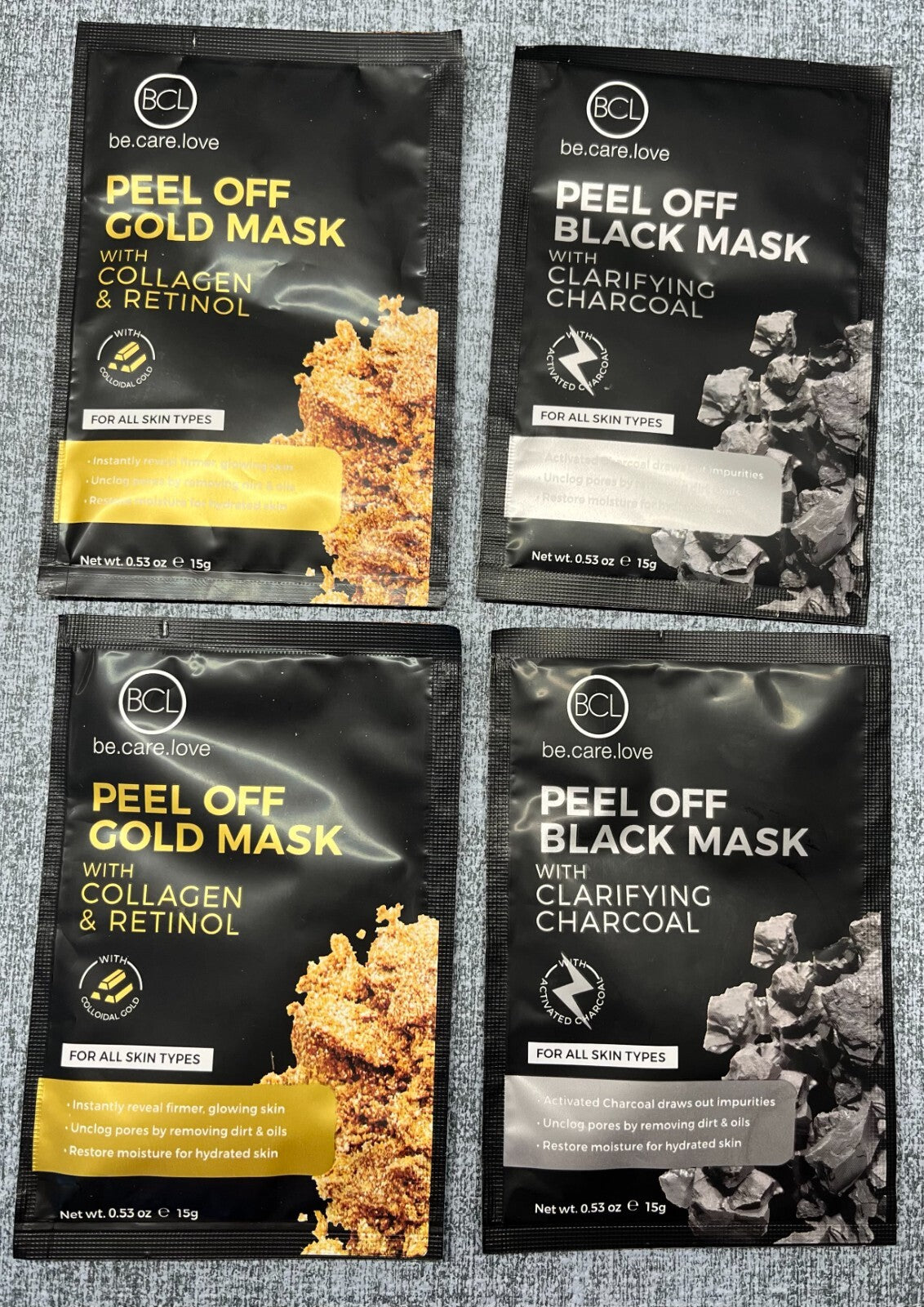 Peel Off Face Masks 4 Pack - Charcoal & Collagen