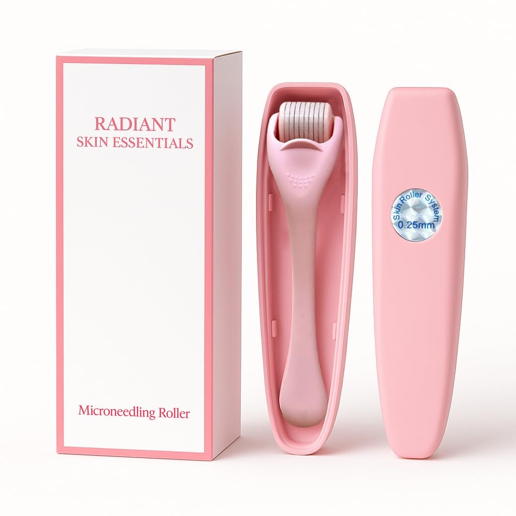 Microneedling Derma Roller 540 Stainless Steel for Skin & Hair Growth - Baby Pink