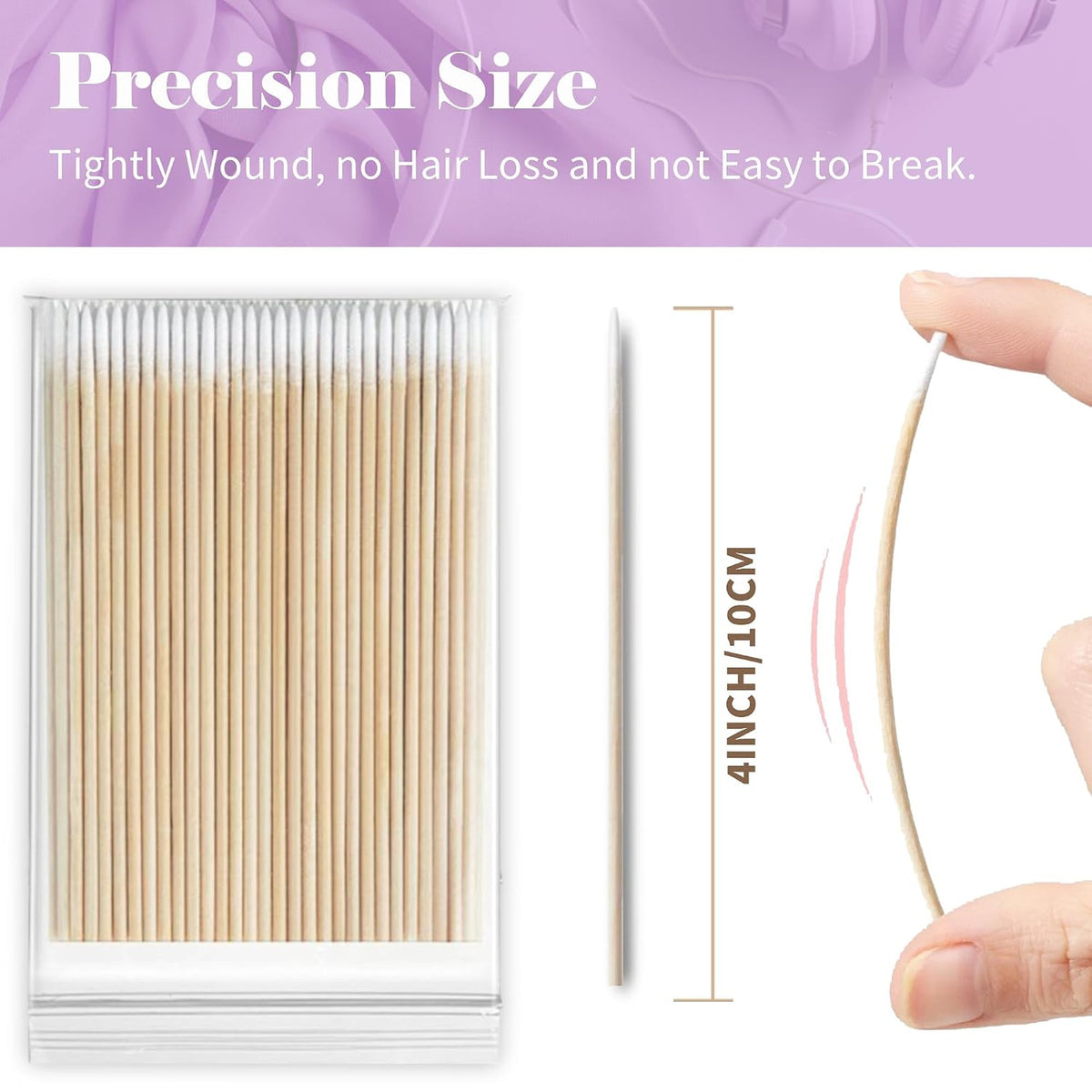 Pointed Cotton Swabs 4 Inch Microblading & Eyelash Makeup Applicators