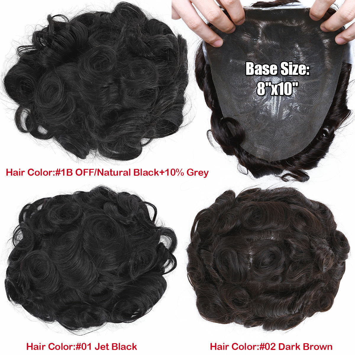 Men's Hair Replacement System Toupee with Skin-Like PU Base - Human Hair