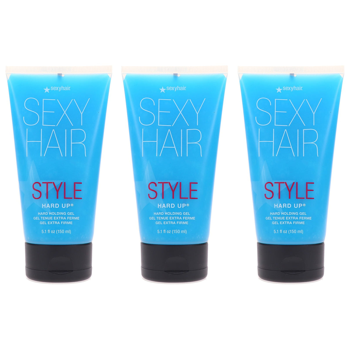 Hard Holding Hair Gel 5.1 oz - Strong Fix & Shine, 3 Pack