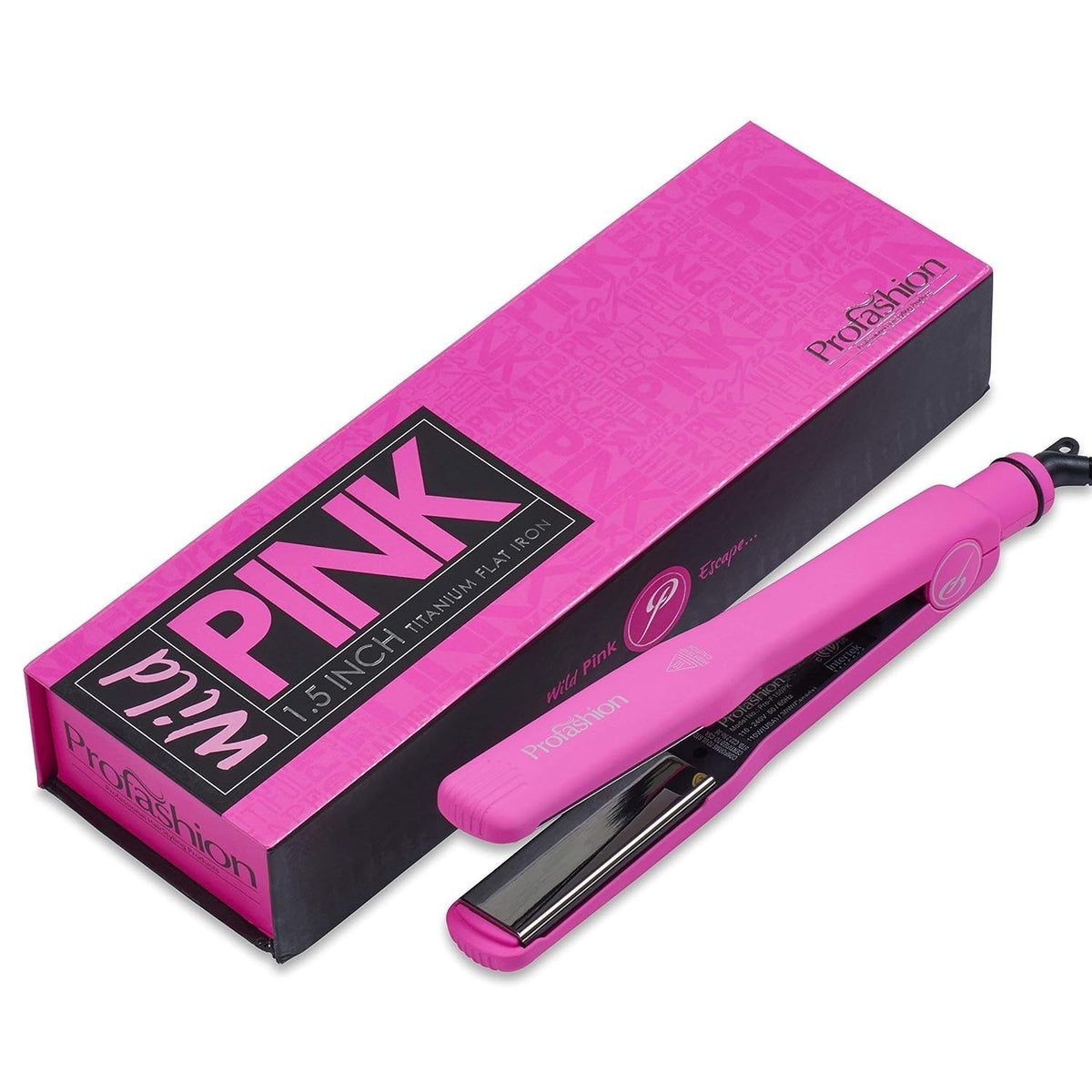 Pink Titanium Flat Iron 1-Inch Hair Styling Iron with Adjustable Temperature