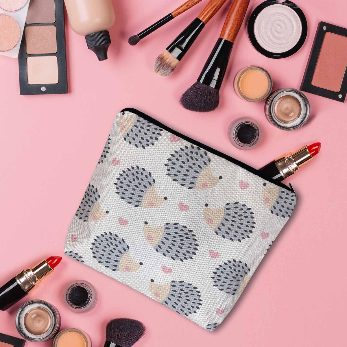 Hedgehog Makeup Organizer Bag - Large Capacity Travel Cosmetic Bag for Men Women
