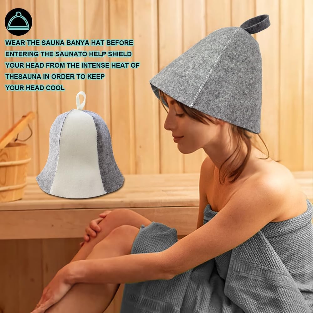 2 Pack Sauna Hat Polished Wool for Cap Banya Bath...