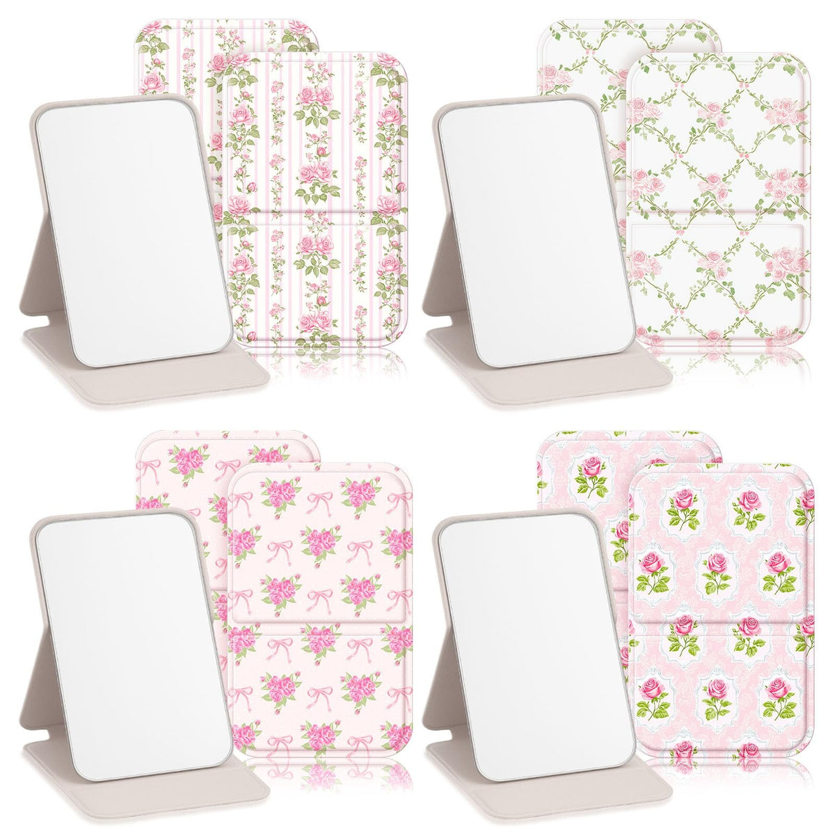 12 Pack Pink Compact Folding Mirrors - Portable Hand Mirrors for Women