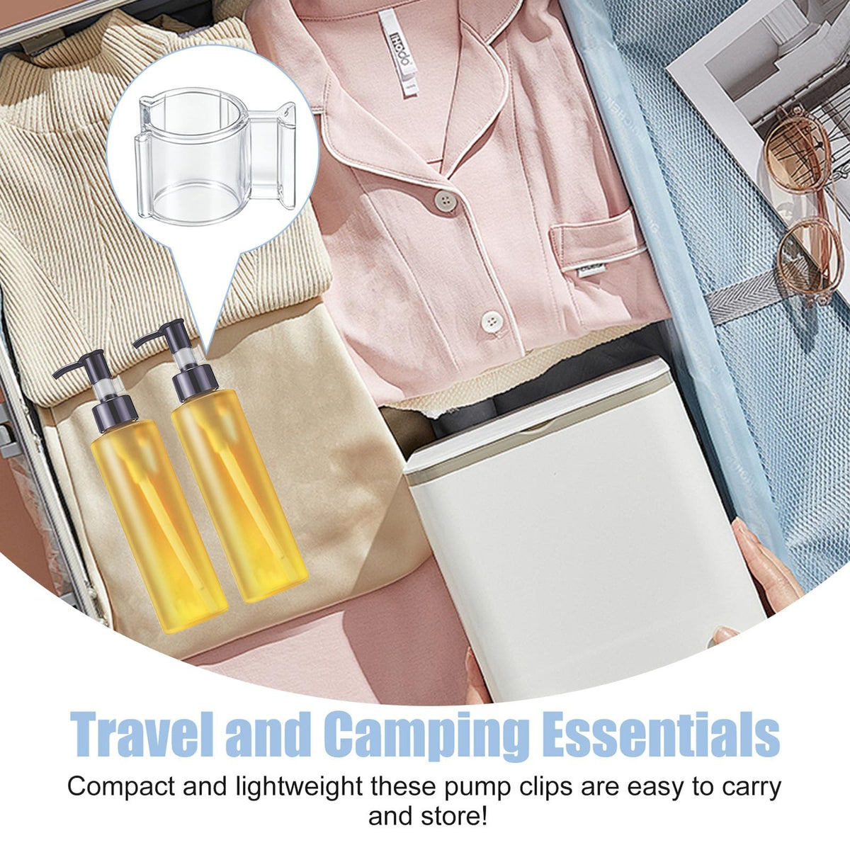 Leakproof Cosmetic Dispenser Pump Lock Clips 30 Pack Travel & Camping