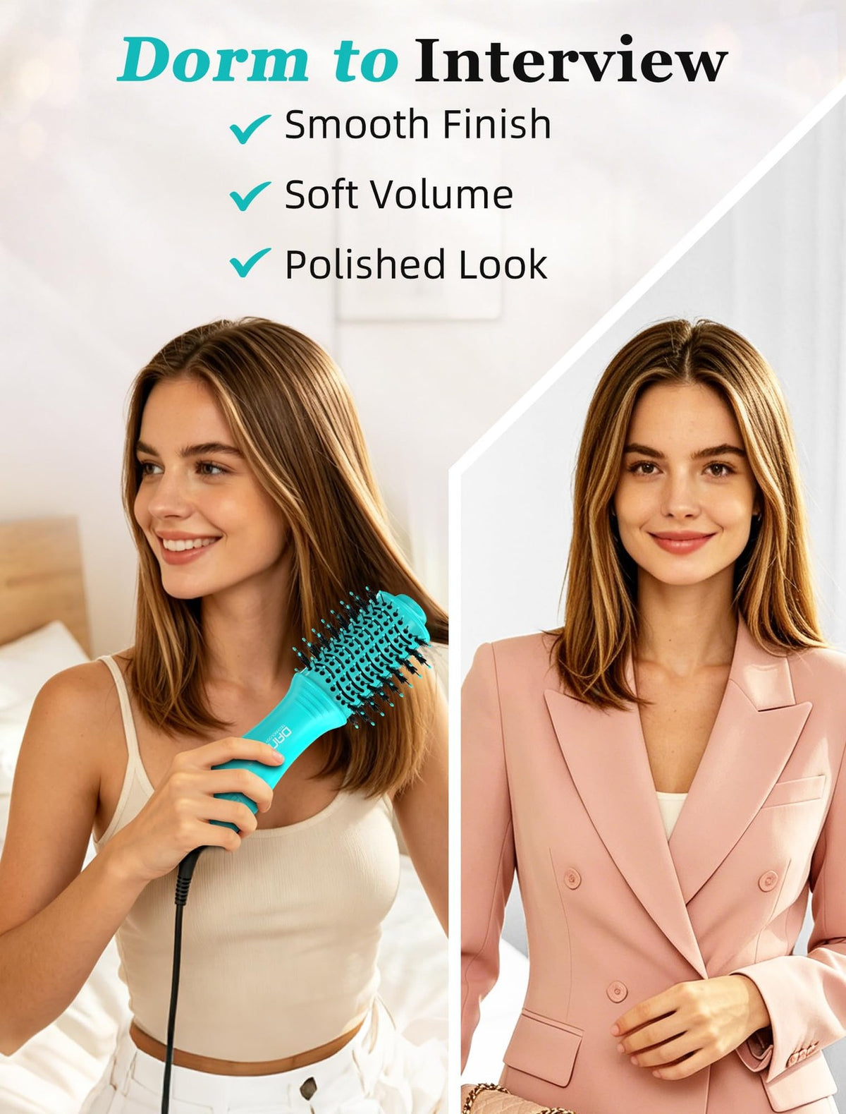 DAN Technology Cyan Ceramic 2-Inch Hot Air Brush for Hair