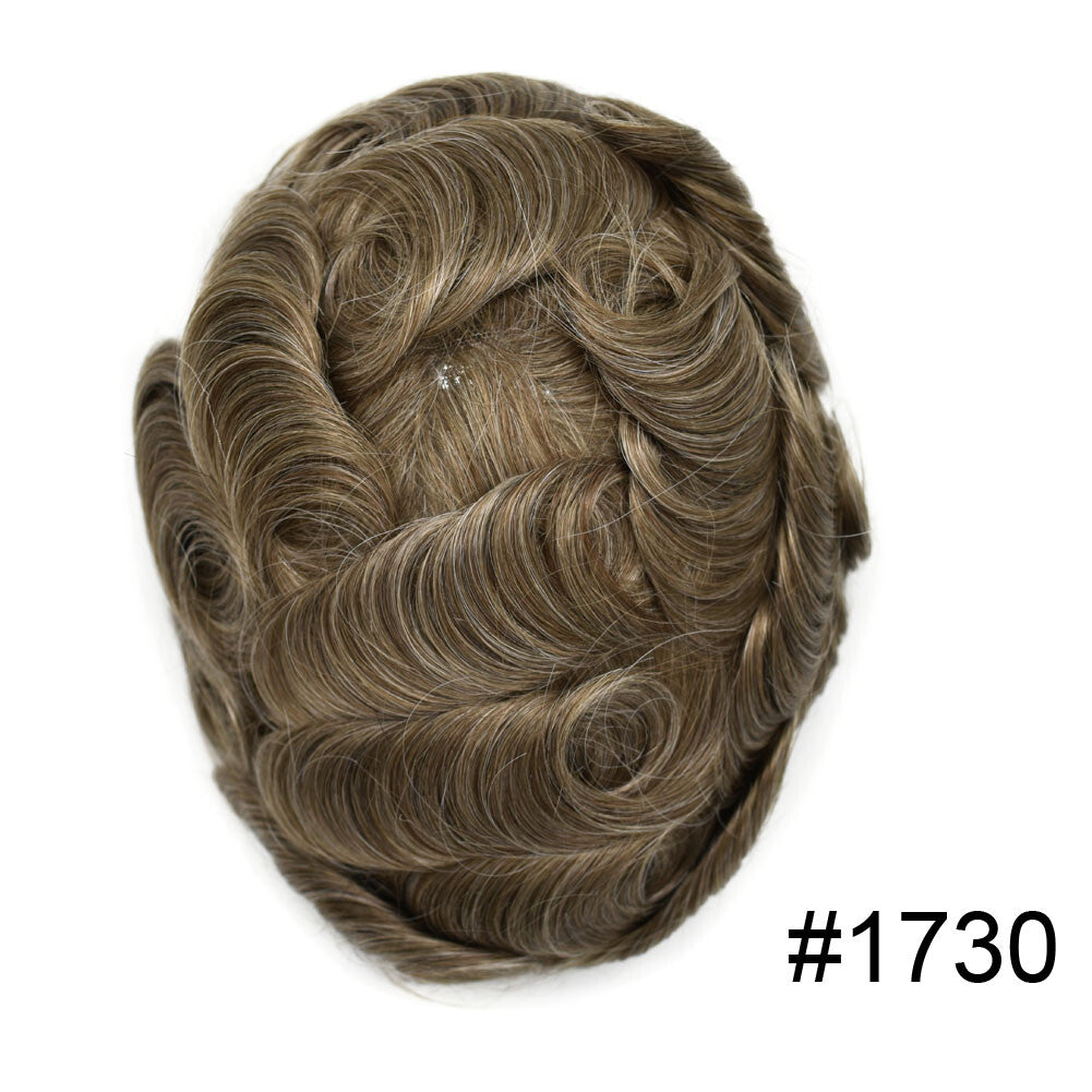 French Lace Front Mens Hair Toupee with Poly PU Base - Natural Hair Replacement System