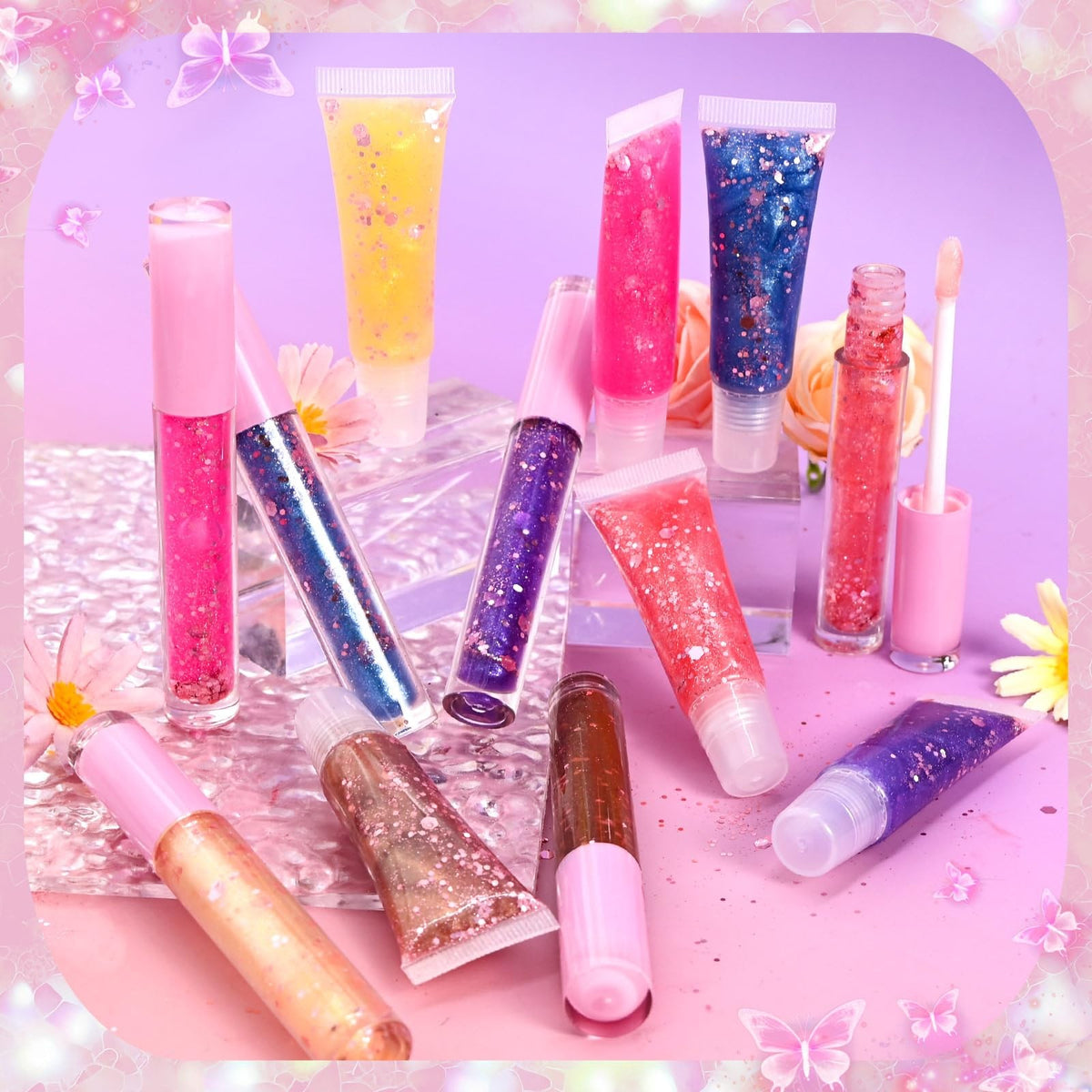 DIY Lip Gloss Making Kit with Pigments & Glitter - Customizable 1 Fl Oz
