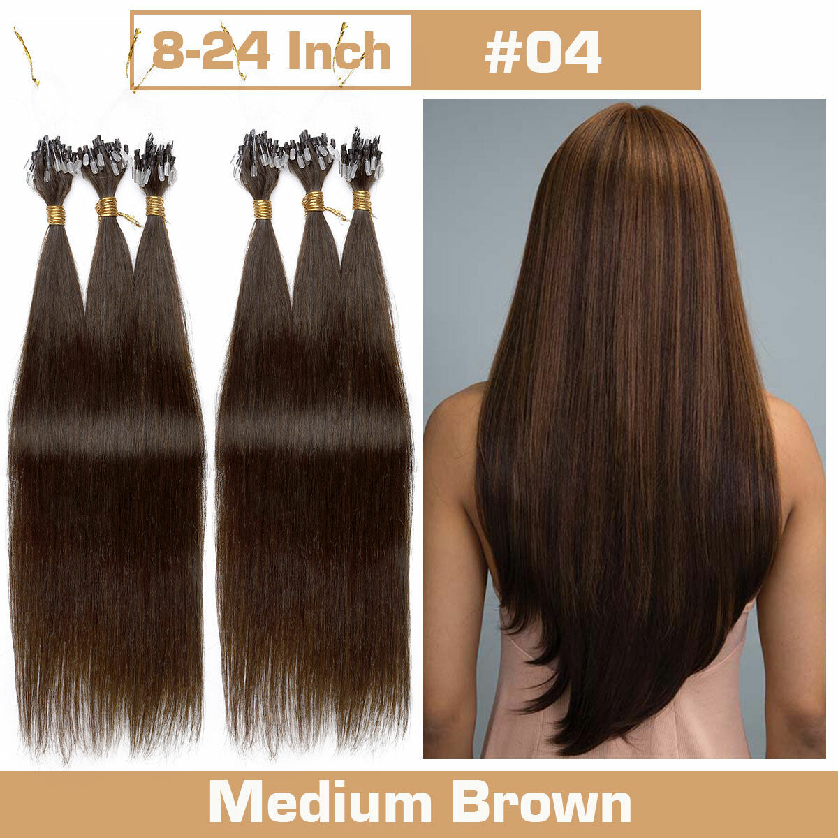 Thick Micro Loop Human Hair Extensions - Remy 100% Human Hair, Nano Beads, Multiple Lengths & Colors
