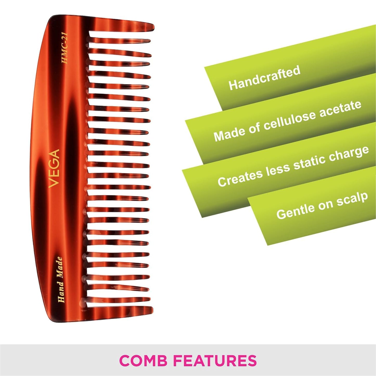 Large Handmade Hair Comb for Men and Women - Detangling, High Quality