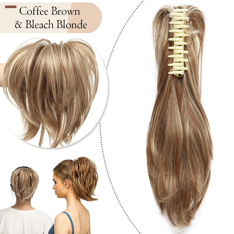 Bendable Clip-In Ponytail Hair Extension - Short 12-Inch Synthetic Bun
