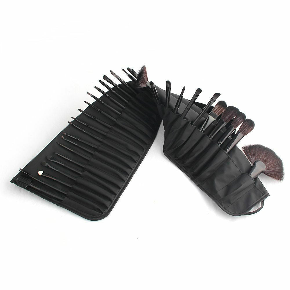 Professional 32-Piece Makeup Brush Set with Cosmetic Bag - Synthetic Hair & Wood Handles
