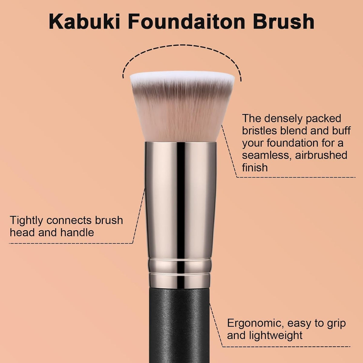 Dense Flat Top Foundation Brush for Liquid and Powder Makeup