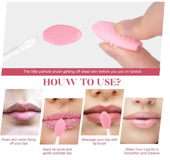 3-Piece Facial Cleansing Brush and Lip Scrub Set Silicone Face & Lip Brush