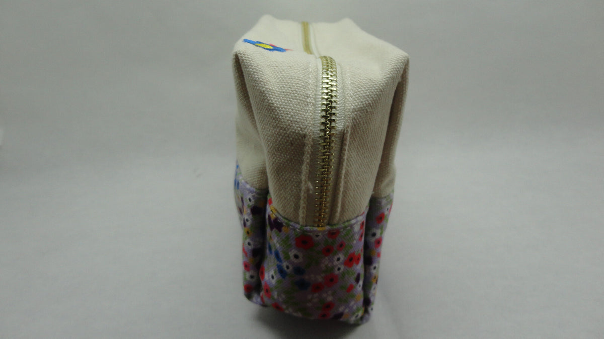Small Canvas Makeup Pouch Daisy Floral Cosmetic Bag Travel Storage