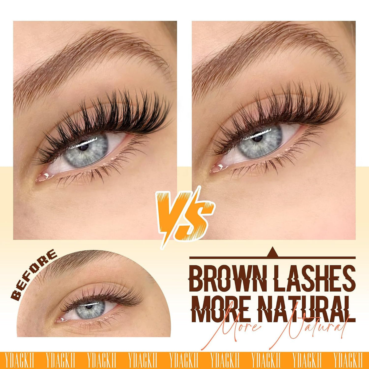 Brown False Eyelashes Wispy Cat Eye C-Curly Natural Look Reusable Strip Lashes