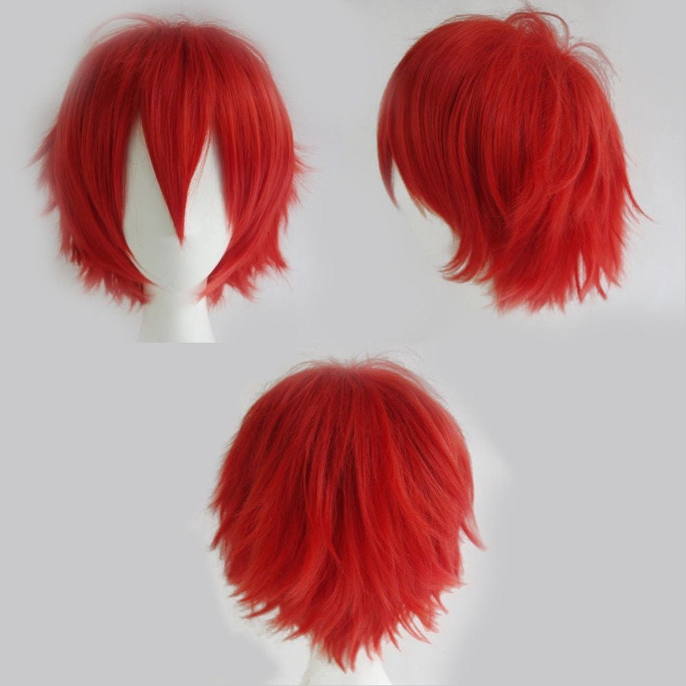 Anime Cosplay Wigs Short Straight Heat-Resistant Synthetic Hair Costume Accessory