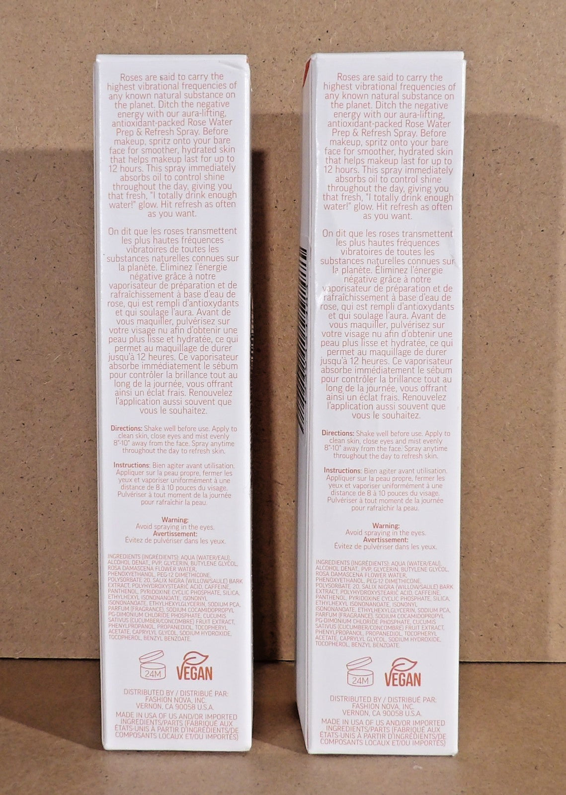 Lot of 2 Maven Beauty Rose Water Prep & Refresh Complexion Spray 3.38