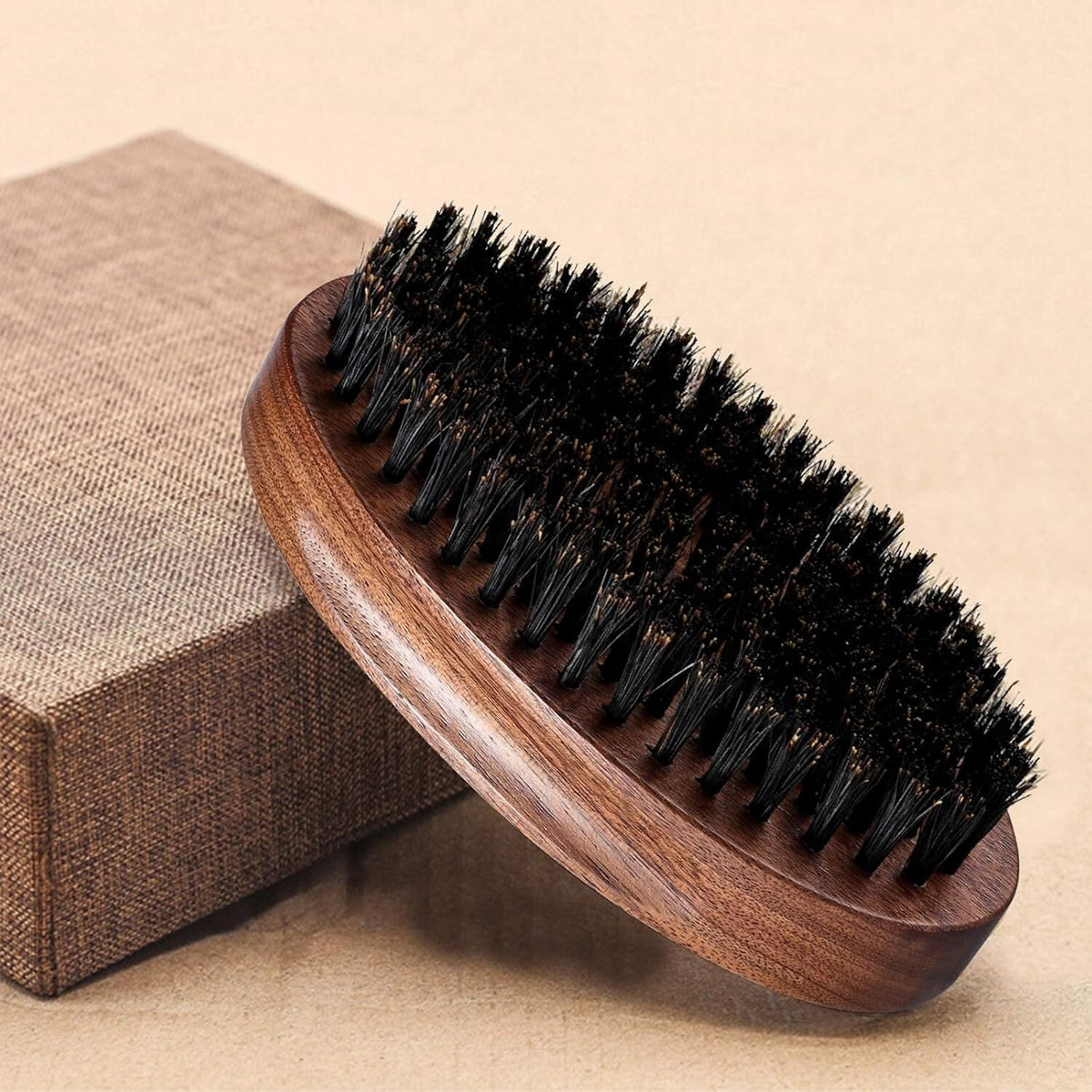 Men's Boar Bristle Beard Grooming Brush with Wooden Handle