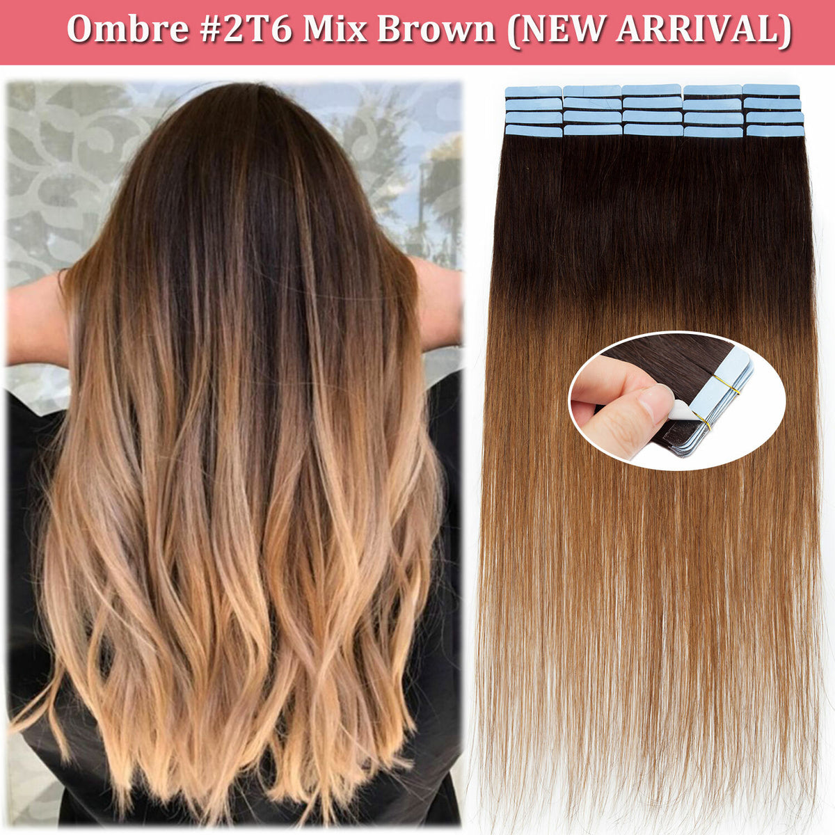 Remy Human Hair Tape Extensions - Natural, Tangle-Free, Reusable