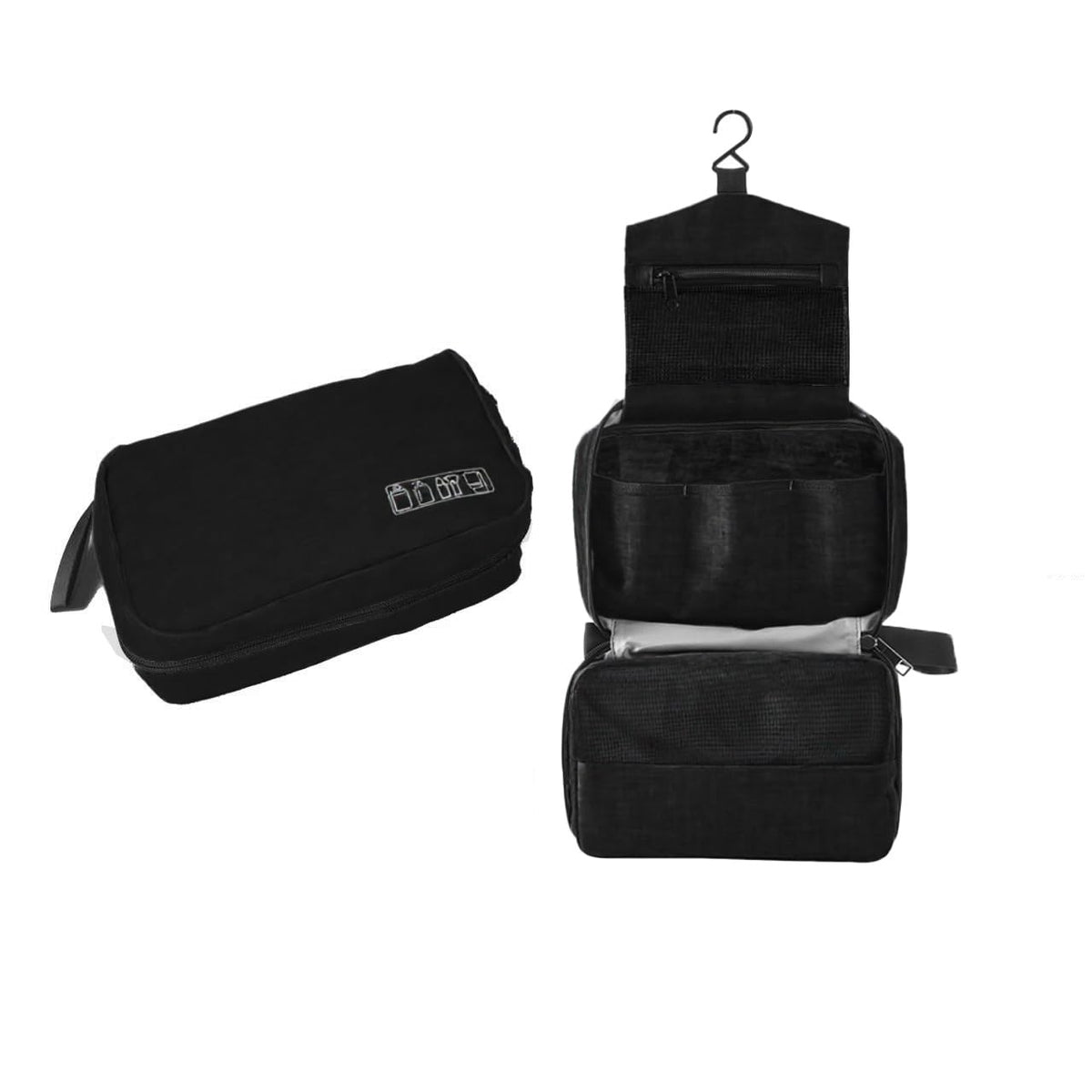 Large Travel Toiletry Bag Hanging Organizer – Waterproof Nylon, 9x3x6 in, Black