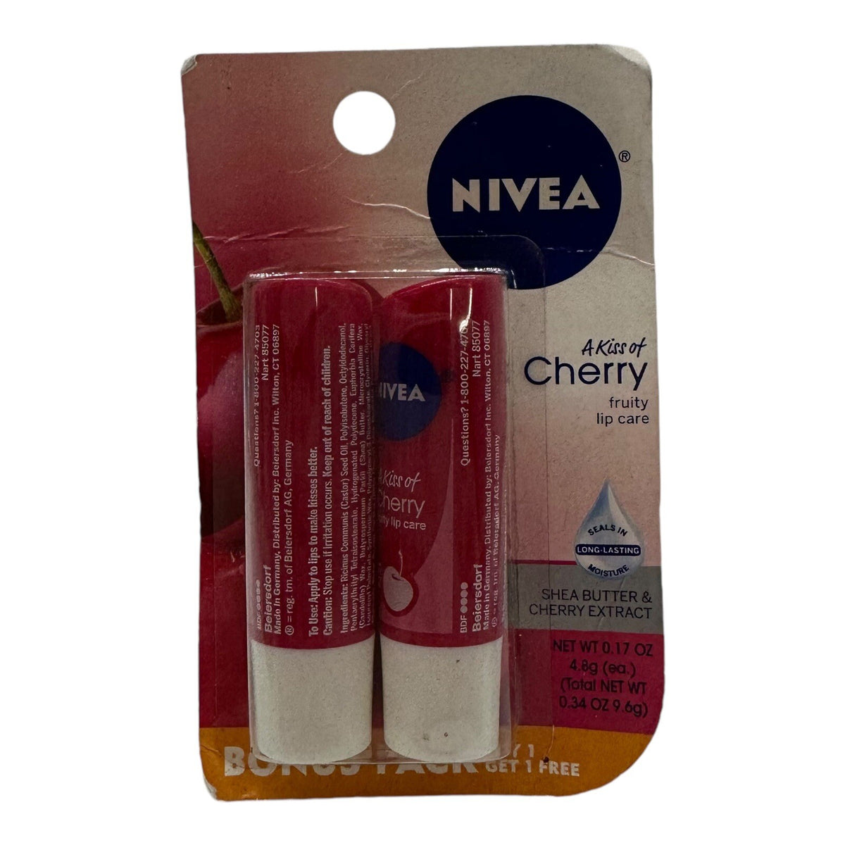 Lot of 6 Nivea Cherry Tinted Lip Care with Shea Extract - Discontinued