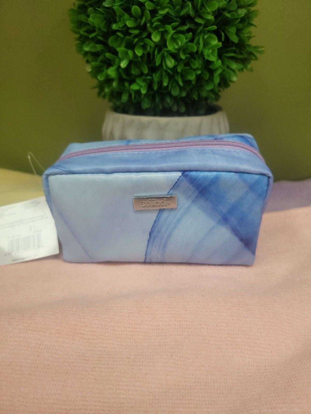Travel Makeup Bag with Tie Dye Design - Blue & Pink Cosmetic Pouch