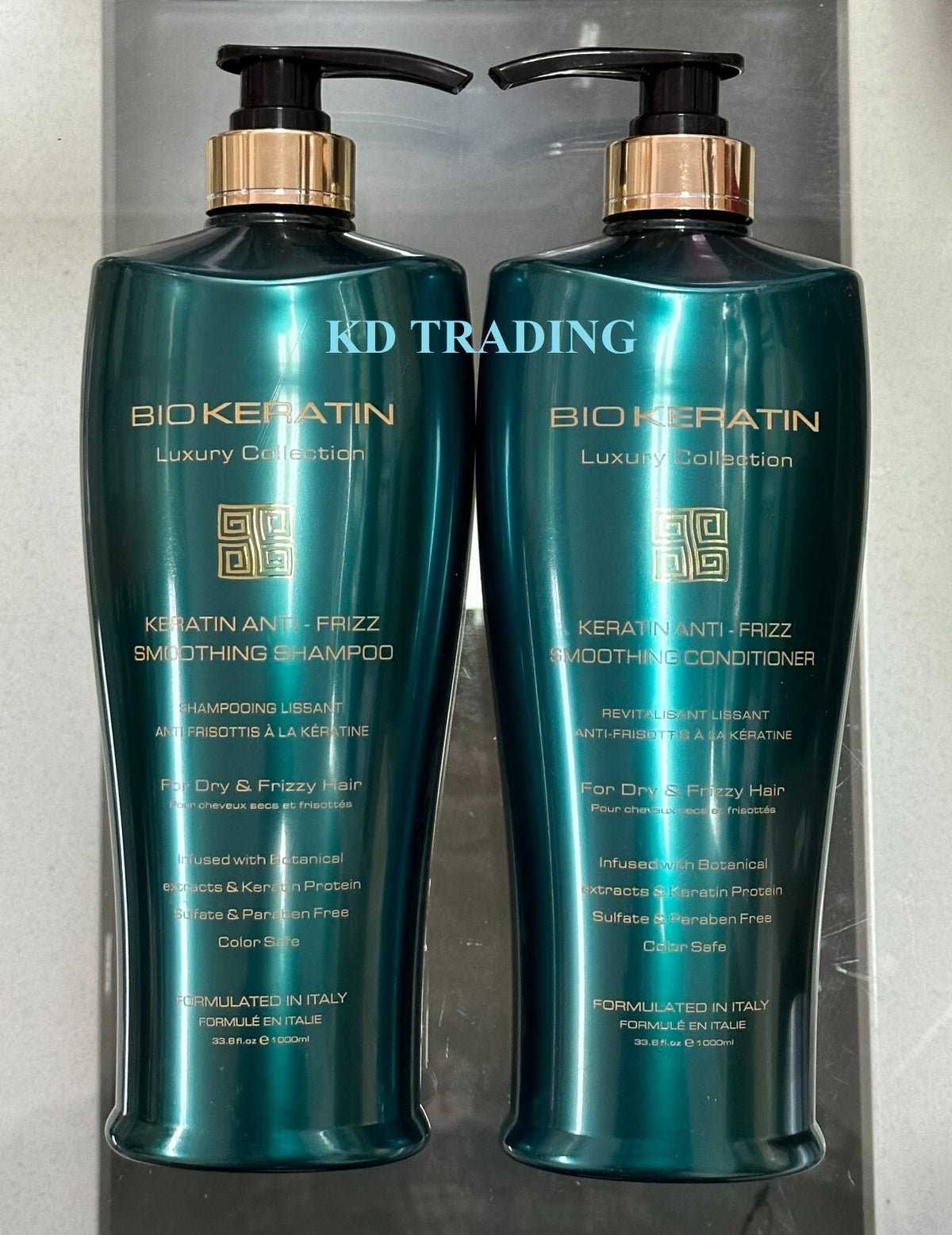 Bio Keratin Anti-Frizz Smoothing Shampoo & Conditioner Set for Dry Hair