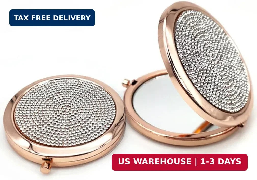 Mini Folding Makeup Mirror Set - 1X 2X Magnification, Compact Travel Design