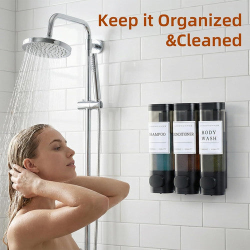 Shampoo and Conditioner Dispenser,Shower Soap Dispenser 3 Chamber No