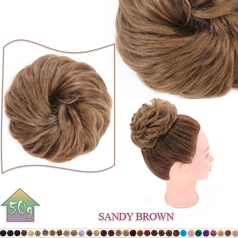Curly Messy Bun Hair Extension Scrunchie Natural Updo Thick Human Hair