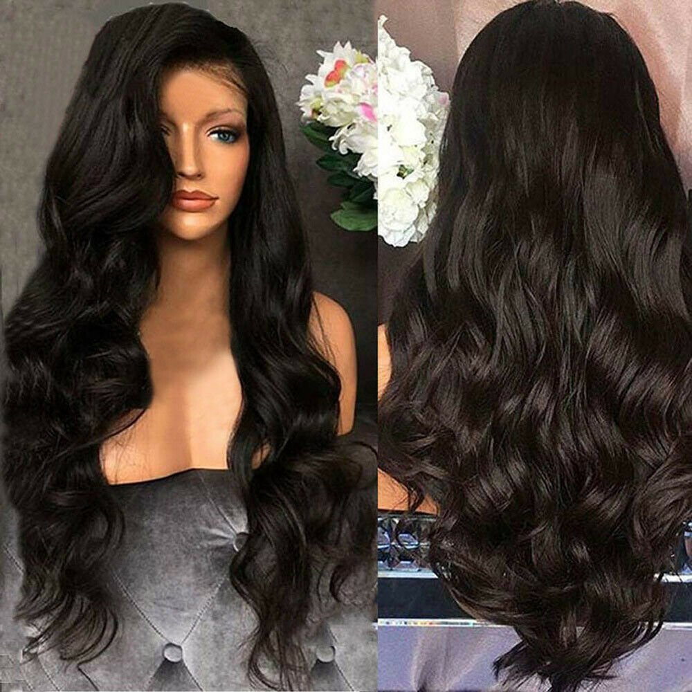 Long Black Body Wave Wig for Women - Natural Curly & Wavy Hair, Party & Casual Use