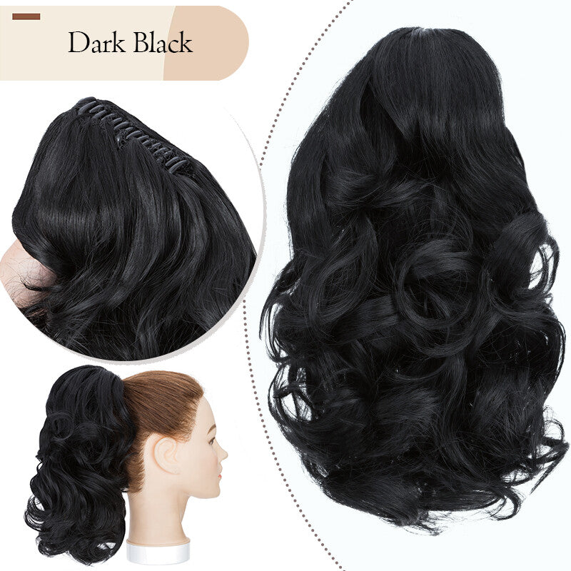 Messy Bun Scrunchie Hair Ponytail Claw Clip Updo Extensions - Thick Ombre Style