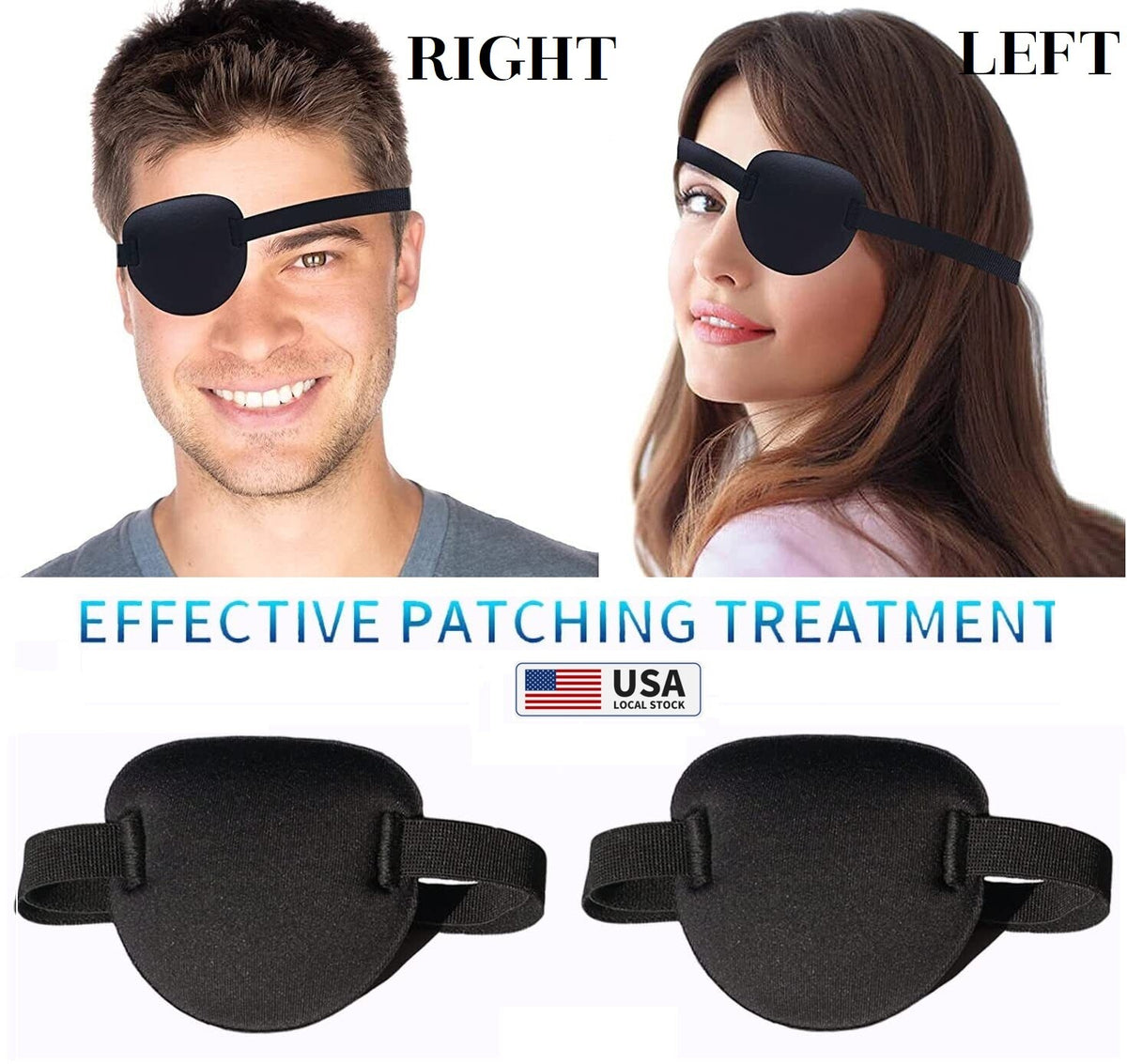 Adjustable 3D Eye Patches for Left or Right Eye - Unisex Adults & Kids