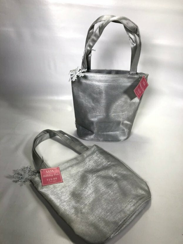 Set of 2 ULTA Holiday Tote VaVa Vanilla Silver Makeup Bags - Made in USA